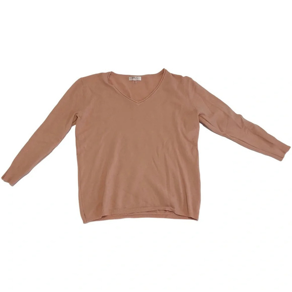 NWOT Soft Pastel Peach V-Neck  Sweater Size M Balletcore Casual Office Classic - Picture 1 of 11